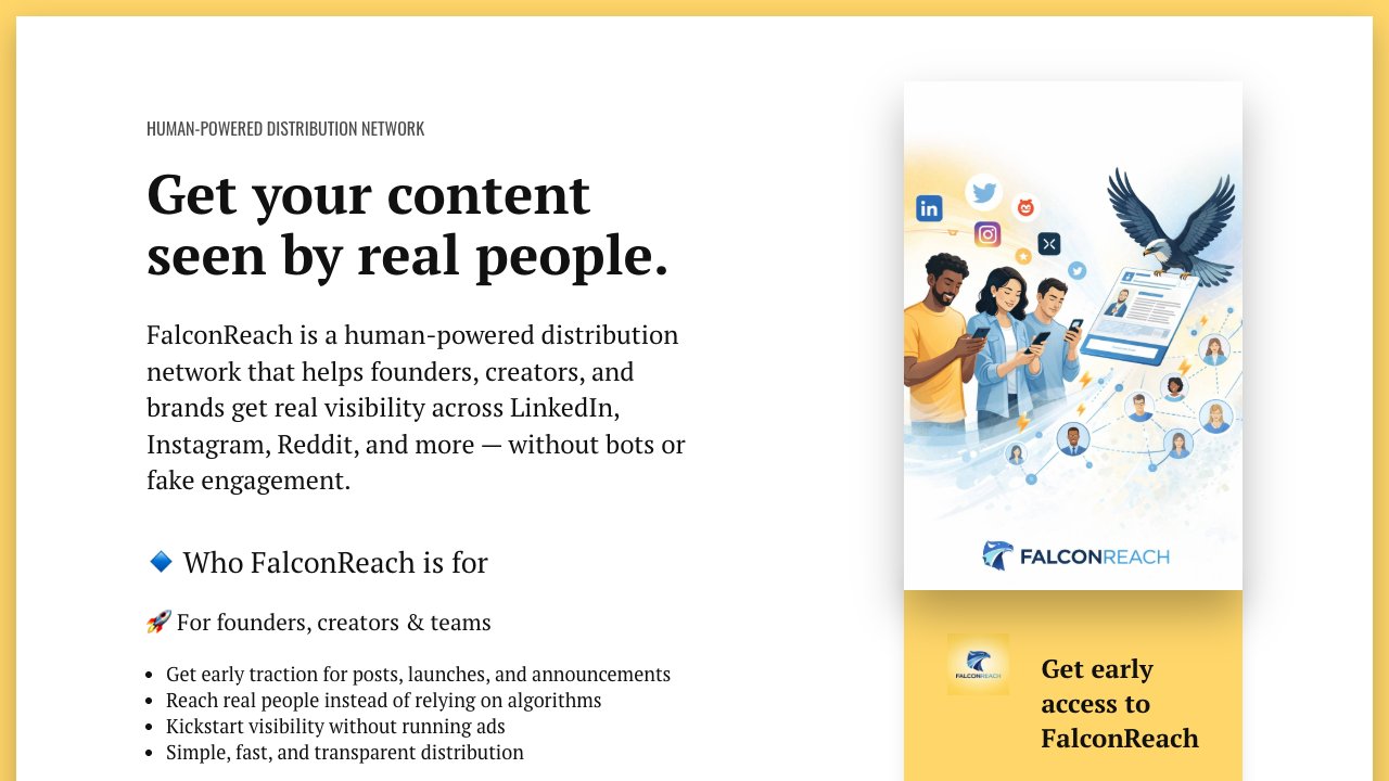 FalconReach — Human-Powered Distribution